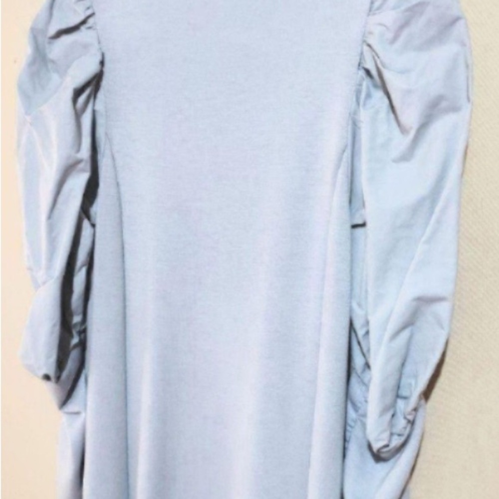 Light Blue Puff Sleeve Dress